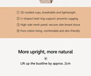 Detail view of the seamless molded cups, supportive U-shaped wire, and breathable fabric.