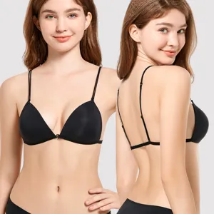 Sexy Damesbh Met Voorsluiting Triangelcups En Dunne Bandjes Naadloos Push-Up Ontwerp Nylon Polyester Bralette