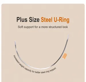Plus size bra underwire detail shot, flexible supportive metal wire for big breasts shaping.