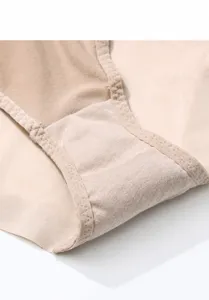 Close-up detail of women breathable cotton underwear crotch showing fine stitching and soft fabric.