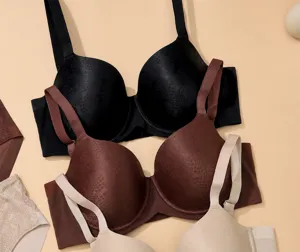 Detailed view of the smooth molded cups, showing seamless bra texture and fine craftsmanship.