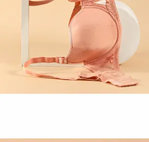 Close-up detail pink plus size full cup bra breathable mesh side support comfortable fit