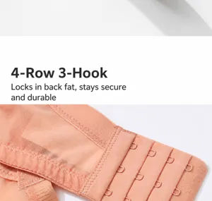 Plus size bra four rows three hooks back closure breathable fabric comfortable support design