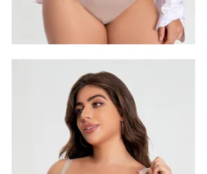 Detailed close-up view of plus size breathable full cup bra and underwear set features.