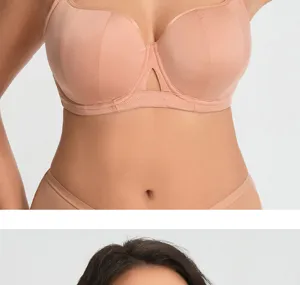 Plus size full cup bra for women, nude color soft underwire support comfort underwear top
