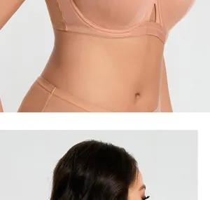 Plus size minimiser full cup bra nude set, comfortable support underwear for women.