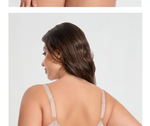 Plus size nude bra for women, comfortable full cup design with adjustable straps. Ideal support.