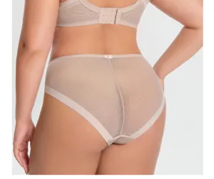 Plus size breathable bra and panty set, comfortable support design for daily wear.