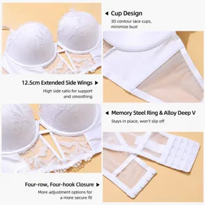Französischer Stil Fischgräten Korsett Spitze BH Dünn Push Up Seitenhalt Kabellos Sexy Bestickte Lingerie Top Für Damen