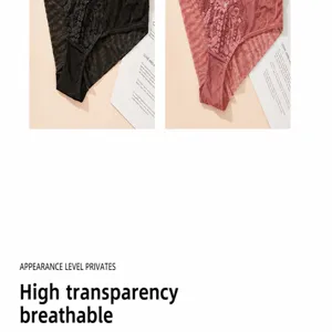Plus size breathable lace high waist women underwear detail showing color options clearly.