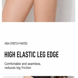Detailed view of women's breathable lace high waist underwear leg opening featuring high elasticity.