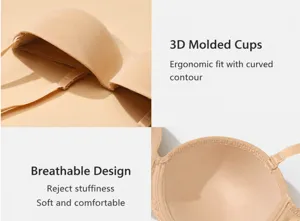 Reggiseno senza spalline taglie forti, reggiseno a fascia push-up invisibile e senza cuciture.