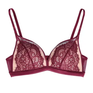 Franse sexy wimpers kant driehoek bh draadloze comfortabele dames lingerie hoofdfoto