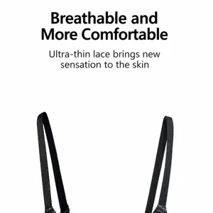 Detailed view of women plus size lace bra shoulder strap design comfortable breathable style