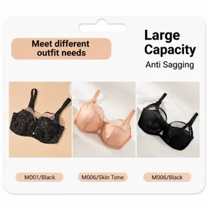 Women's Plus Size Lace Minimizer Bra Full Coverage Thin Mesh Patchwork Underwire Lingerie Sexy Breathable Unlined Bra