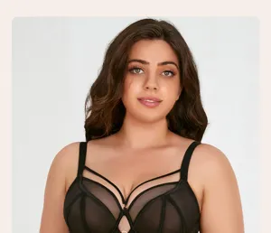 Plus size push up bra for women breathable thin cup lace lingerie undergarment detail view