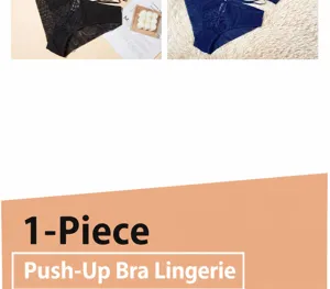 Women plus size thin sexy lace bra set comfortable push up lingerie underwear details