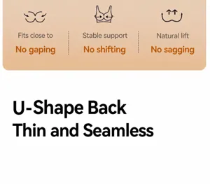 Comfortable seamless bra with big U-shaped back design, lightweight and breathable wireless support.