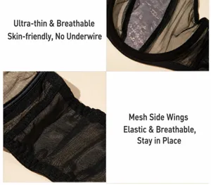 Women plus size thin sheer mesh bra sexy supportive undergarment breathable side wing design