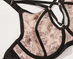 Plus size push up bra with breathable mesh, strappy details and full coverage design.