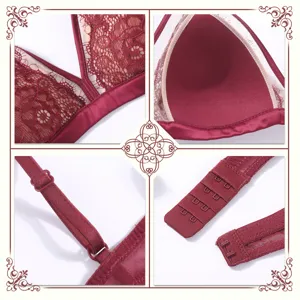 Sujetador de encaje estilo francés sin aros para mujer, lencería push-up transpirable y sexy.