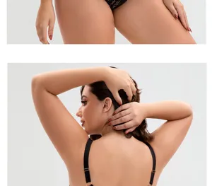 Plus size sexy lace bra and panties set, thin molded cups for daily comfort and support.