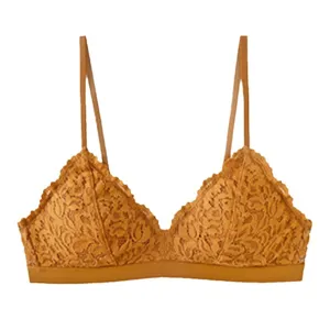 Vrouwen sexy kant driehoek cup beugelloze bh mosterdgeel bralette comfortabel ondergoed