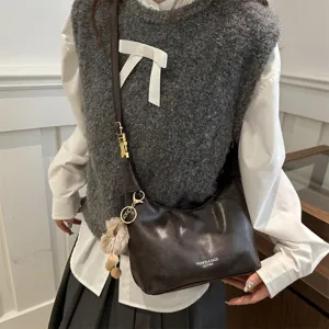 Women Retro PU Leather Shoulder Bag Dumpling Hobo Bag Casual Commute Crossbody Handbag