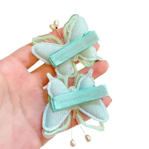 Doppio strato rete perla farfalla mollette per capelli simpatici accessori capelli per ragazze