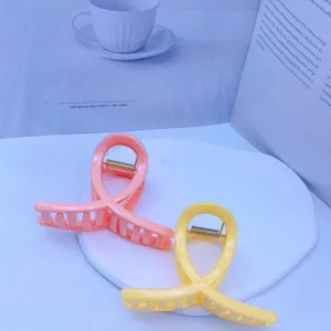 Colorful sweet hair claw medium shark clip detail view, elegant ins style hair accessory for styling.
