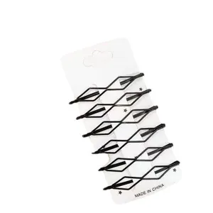 Black geometric hair clips bobby pins set on display card for women daily hair styling use