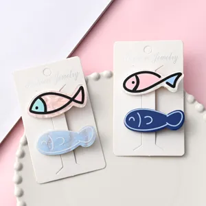 Joli ensemble de pinces à cheveux en acrylique poisson, accessoires mignons pour filles.