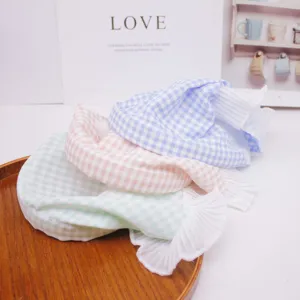 French plaid lace triangle headband pastoral style hair band for women beach chic