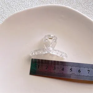 Mini transparent hair claw clip detail, 4.5cm small shark clip for half updo and bangs.