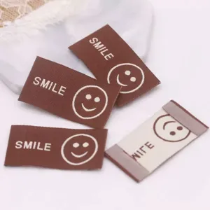 Woven smiley face fabric labels DIY hair accessories decorative patches cute letter tags