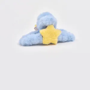 Cute Plush Star Hair Claw Clip Women Sweet Soft Hair Catch Autumn Winter Fluffy Hair Accessories Headwear