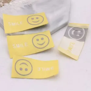 Colorful smile woven labels fabric tags for DIY hair accessories headwear decoration supplies.