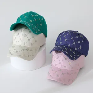 Gorra de béisbol elegante con letra B de diamantes de imitación para mujeres, sombrero de sol.