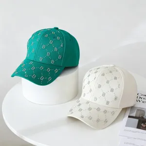 Gorra de Béisbol de Algodón con Strass Letra B Ajustable Protección Solar Ala Curva Al Aire Libre Casual para Niños