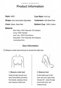 Plus size full cup bra measurement and attribute detail guide chart for comfortable wear.