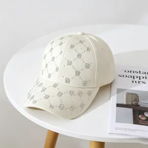 Gorra de béisbol con monograma de diamantes de imitación mujer moda verano brillante casual sol