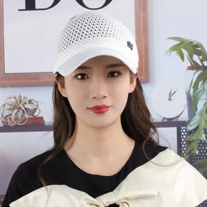 Summer hollow breathable rhinestone M logo sun protection empty top baseball cap casual hat
