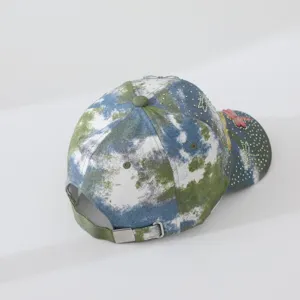 Tie-dye rhinestone dragonfly baseball cap outdoor casual sun hat stylish streetwear headwear
