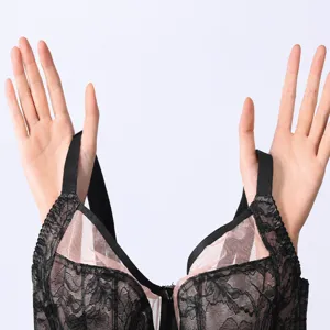 Plus Size Full Cup Lace Bra Breathable Comfortable Underwear For Women Black Pink