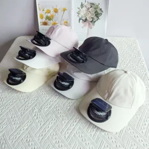Solar Powered Fan Baseball Cap Polyester Quick Drying Sun Protection Extended Brim Adjustable Outdoor Sport Hat For Men Women