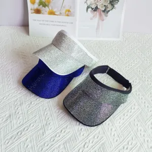 Mode Baumwolle Strass Visierkappe Oben Offen Sonnenschutz Kappe Luxus Genäht Verstellbar Alltäglich Outdoors Reise Unisex Sonnenschirm Hut