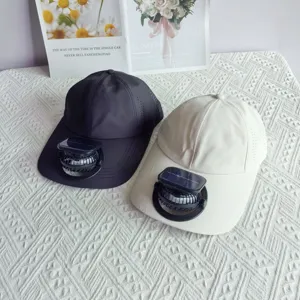 Summer solar-powered fan baseball cap with quick-dry fabric and extended brim for sun protection.