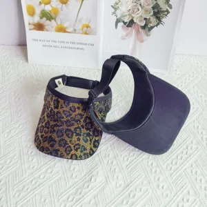 Sombrero Visera de Sol con Diamantes Estampado Leopardo Mujer Verano Aire Libre