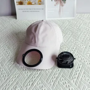 Summer sun protection baseball cap with detachable mini fan solar charging quick dry hat