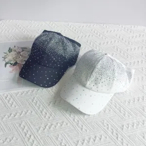 Sparkly Rhinestone Half Empty Top Baseball Cap Casual Sun Shading Hat for Women Summer